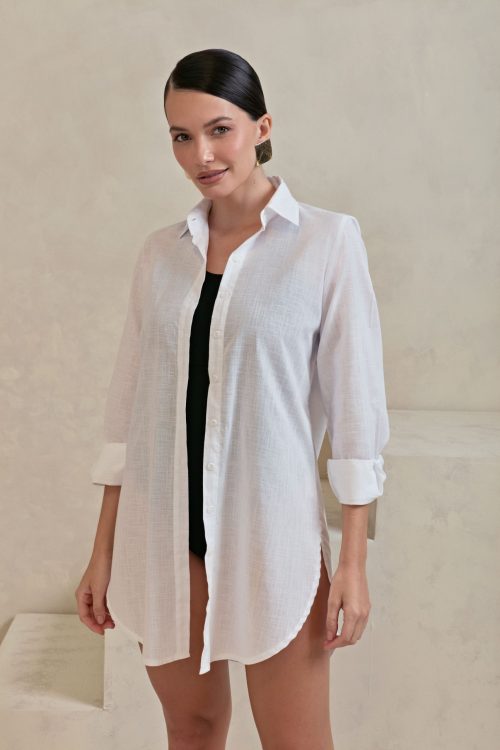 Camisa Chemise Feminina Paty Branca