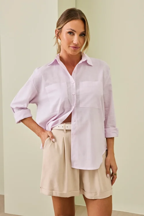 Camisa Julia Semi Oversize Rosa Candy