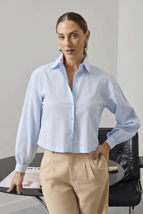 Camisa Cropped Belly Azul Candy