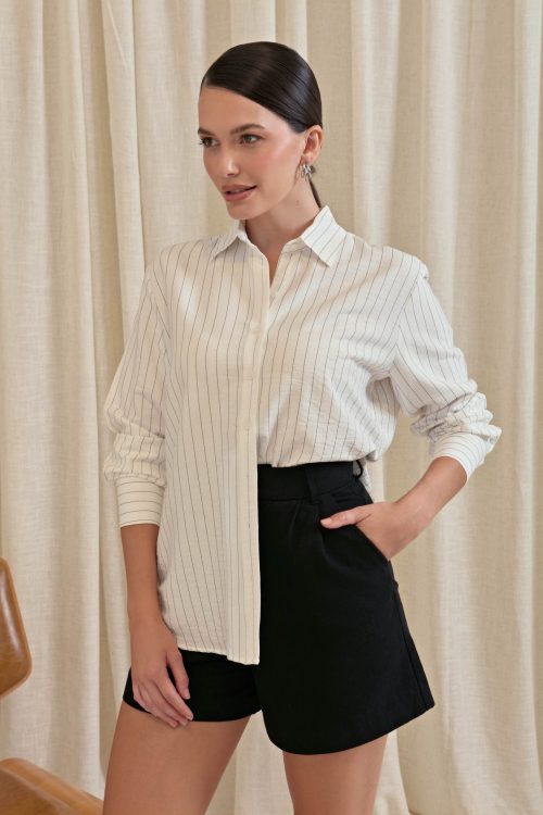 Camisa Feminina Risca de Giz