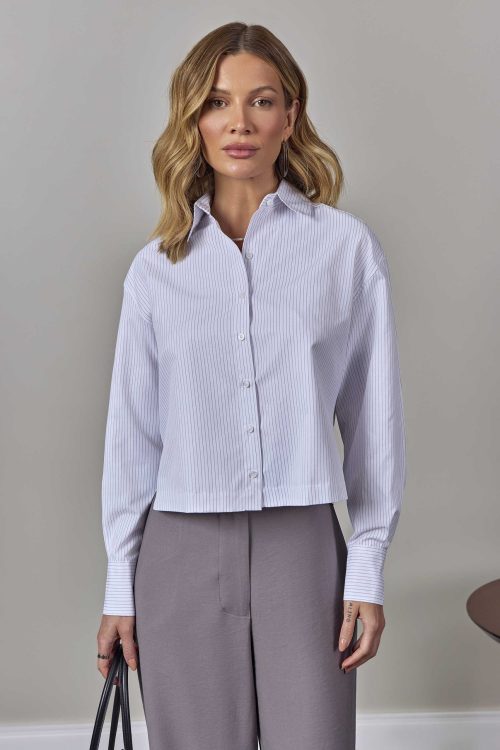 Camisa Cropped Luíza Risca de Giz