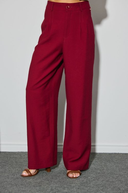 Calça de Alfaiataria Feminina Gabby Bordo