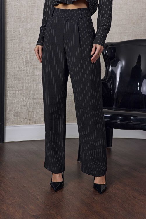 Calça Feminina Wide Leg Risca de Giz