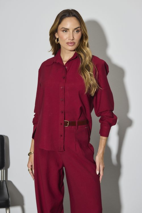 Camisa Feminina Manga Longa Gabby Bordo