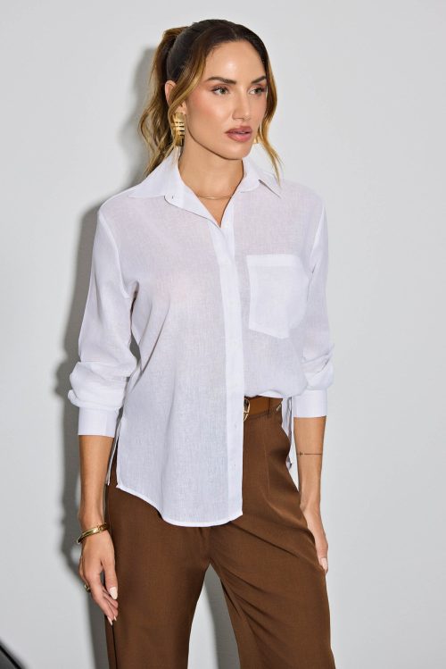 Camisa Feminina Linho Misto Branca